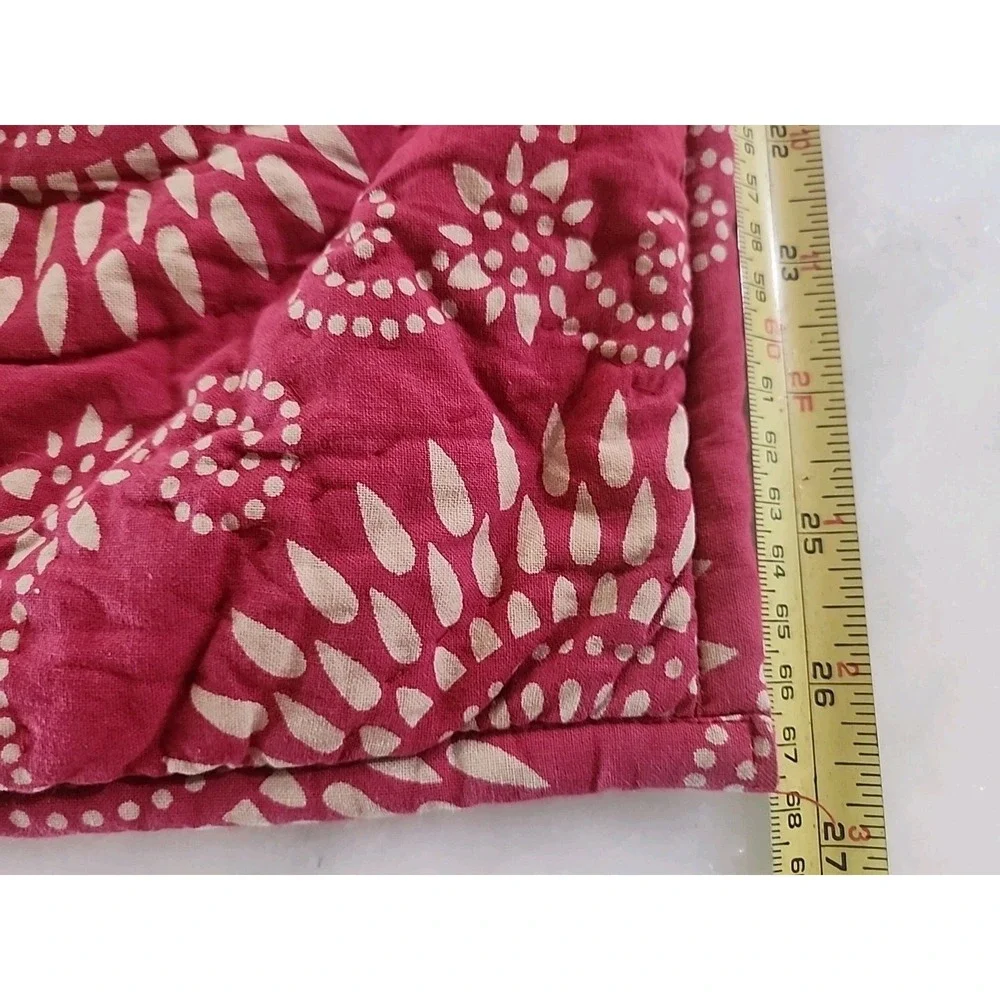 Pine Cone Hill Dark Fuchsia Tan Medallion Quilted Cotton 26 X 26 Euro Sham Tie